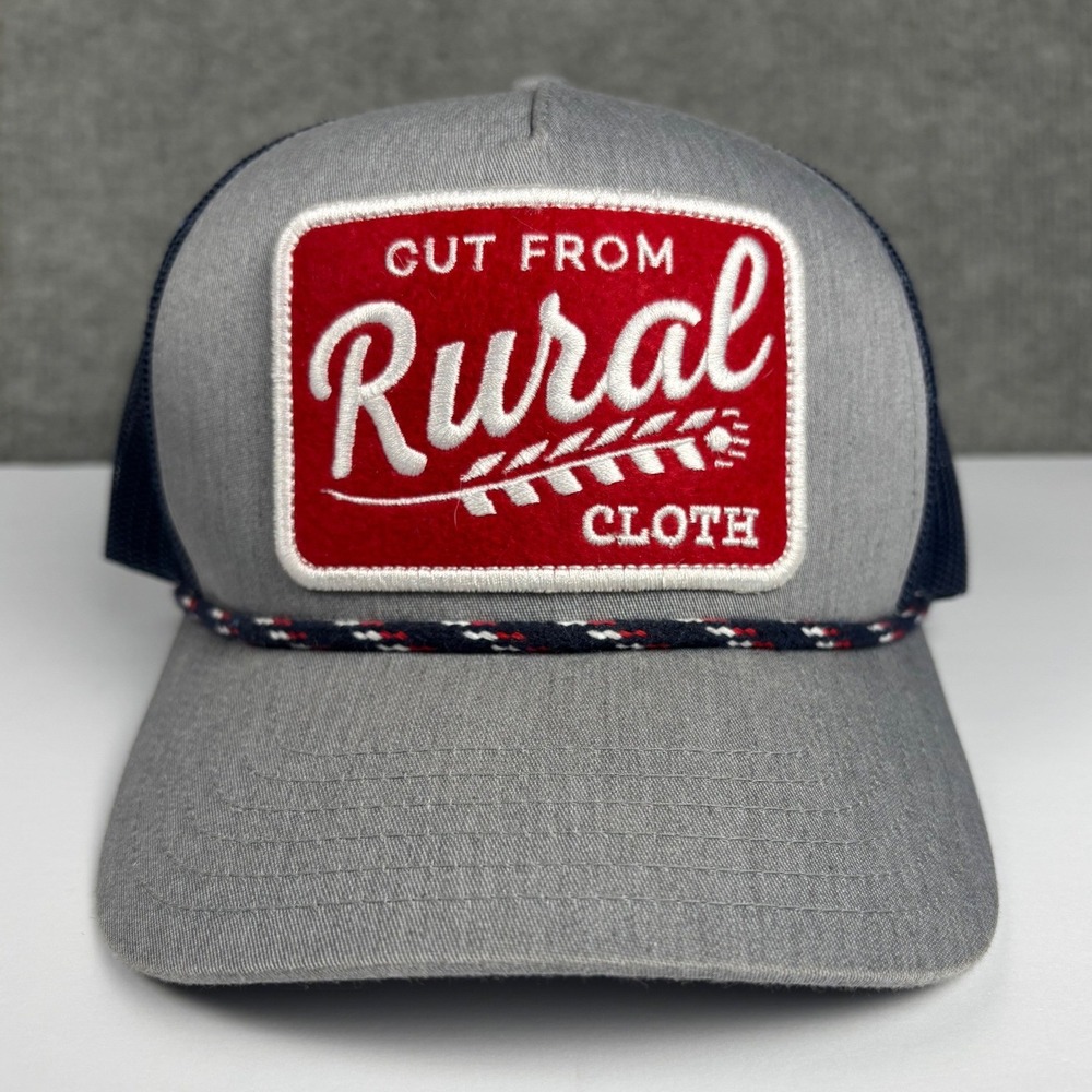 Rural Cloth Trucker Hat Patch Mesh Snapback OSFM‎ Gray Navy Blue